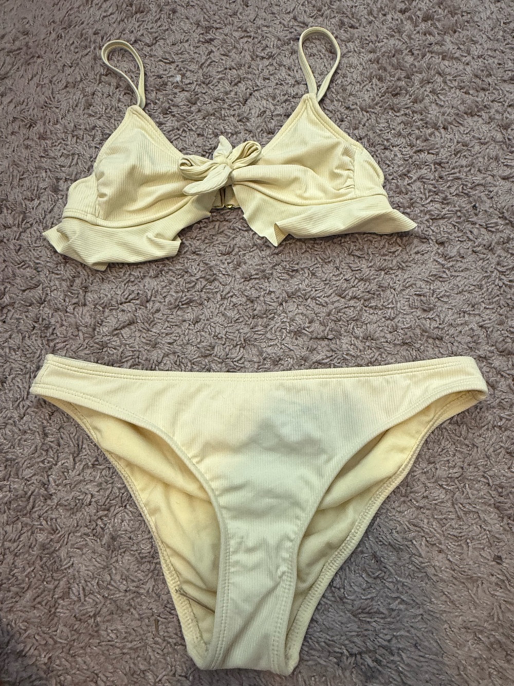 Xhilaration Pale Yellow Ribbed Bikini Set